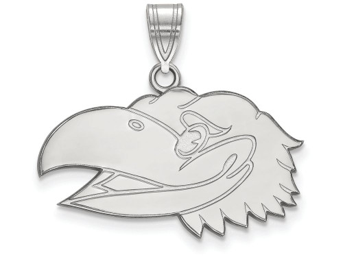 LogoArt Sterling Silver University Of Kansas Medium Pendant Necklace SS041UKST