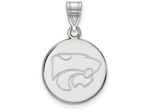 LogoArt Sterling Silver Kansas State University Medium Disc Pendant Necklace SS039KSUT