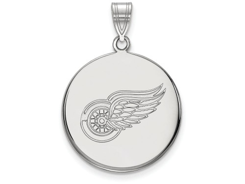 LogoArt Sterling Silver Detroit Red Wings Large Disc Pendant Necklace SS036RWIT