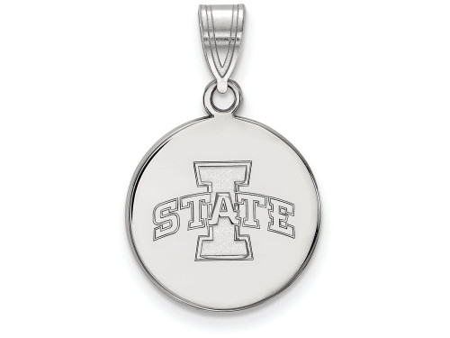 LogoArt Sterling Silver Iowa State University Medium Disc Pendant Necklace SS040IAST