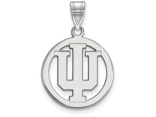 LogoArt Sterling Silver Indiana University Sm Pendant Necklace in Circle SS031IUT