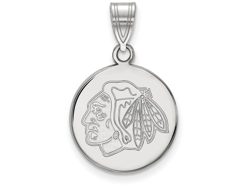 LogoArt Sterling Silver Chicago Blackhawks Medium Disc Pendant Necklace SS034BLAT