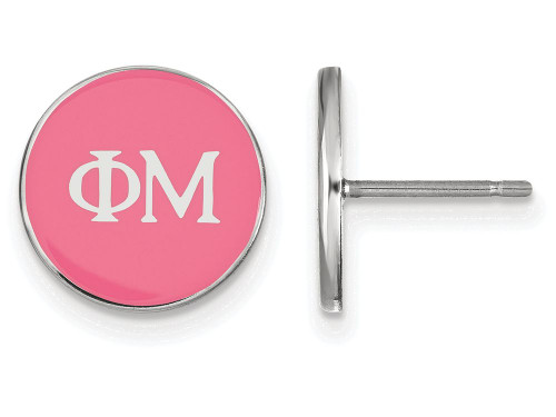 LogoArt Sterling Silver Phi Mu Enameled Post Earrings SS031PHMT