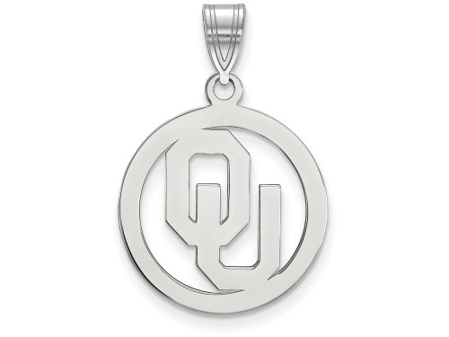 LogoArt Sterling Silver Oklahoma Sm Pendant Necklace in Circle SS032UOKT