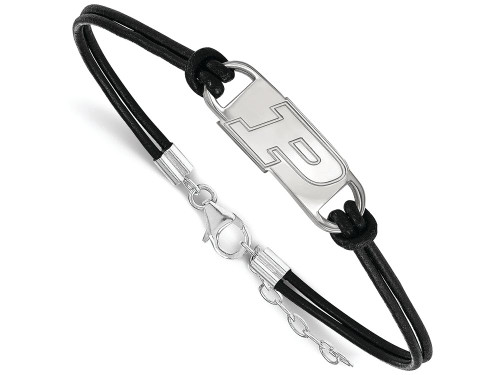 LogoArt Sterling Silver Purdue Leather Bracelet Small Center SS019PU7T
