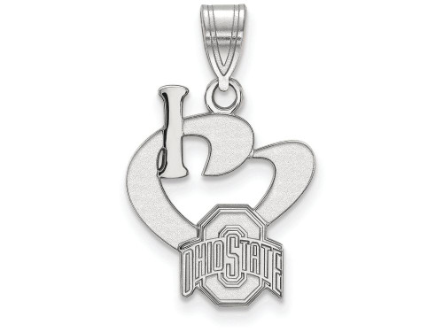 LogoArt Sterling Silver Ohio State University Large I Love Logo Pendant Necklace SS020OSUT
