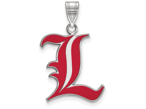 LogoArt Sterling Silver University Of Louisville Large Enamel Pendant Necklace SS026ULT