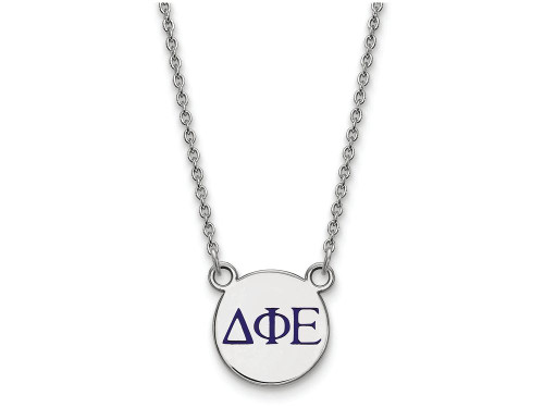 LogoArt Sterling Silver Delta Phi Epsilon Extra Small Enameled Pendant Necklace with 18 Inch SS027DPH18T