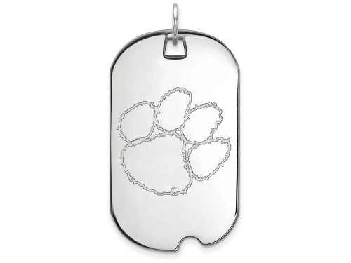 LogoArt Sterling Silver Clemson University Large Dog Tag Pendant Necklace SS028CUT