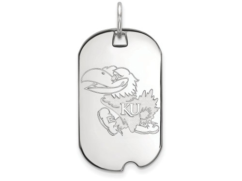 LogoArt Sterling Silver University Of Kansas Small Dog Tag Pendant Necklace SS023UKST