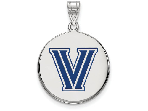 LogoArt Sterling Silver Villanova University Large Enamel Disc Pendant Necklace SS026VILT