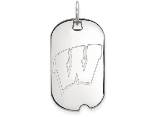 LogoArt Sterling Silver University Of Wisconsin Small Dog Tag Pendant Necklace SS027UWIT