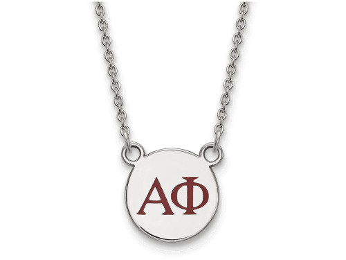 LogoArt Sterling Silver Alpha Phi Extra Small Enameled Pendant Necklace with 18 Inch SS027APH18T