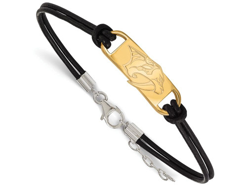 Logoart Sterling Silver Gp Nashville Predators Leather Bracelet Small Cent GP013PRE7AE