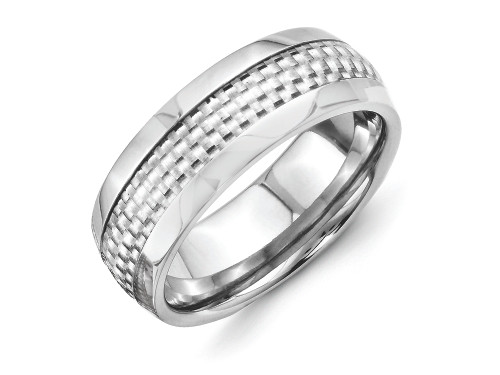 Chisel Titanium and Grey Carbon Fiber 8mm Polished Wedding Band TB389 - TB389K12