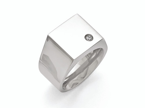 Chisel Titanuim Polished CZ Signet Ring TB426 - TB426K11