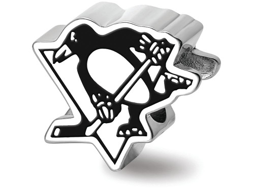 Logoart Sterling Silver Pittsburh Penguins Skating Penguin Enameled Extruded Logo Bead SS500PENT