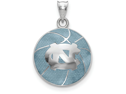 Logoart Sterling Silver Univ. Of North Carolina Domed Enameled Basketball Pendant SS509UNCT