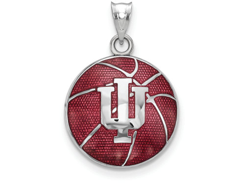 Logoart Sterling Silver Indiana Univ. Hoostiers Enameled Basketball Pendant SS509IUT