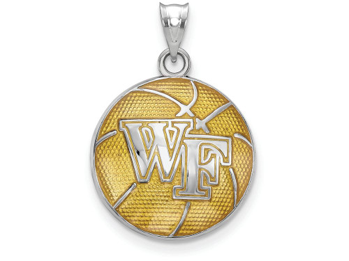 Logoart Sterling Silver Wake Forest Univ. Enameled Basketball Pendant SS509WFUT