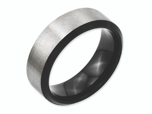 Chisel Titanium Beveled Edge Black Ip-plated 8mm Brushed Center Wedding Band TB230 - TB230K7