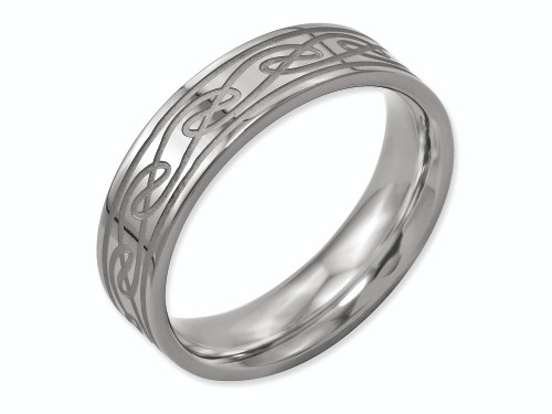 Chisel Titanium Flat Laser Etched Celtic Knot 6mm Polished Wedding Band TB204 - TB204K9