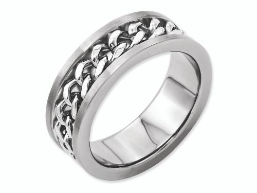 Chisel Titanium 7mm Chain Inlay Brushed Wedding Band TB251 - TB251K10