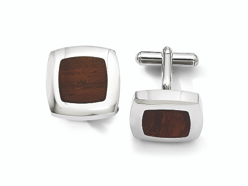 Chisel Stainless Steel Wood Inlay Cuff Links SRC206Y