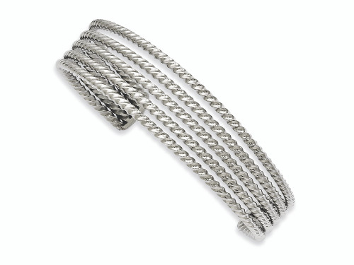 Chisel Stainless Steel Textured Cuff Bangle SRB975Y