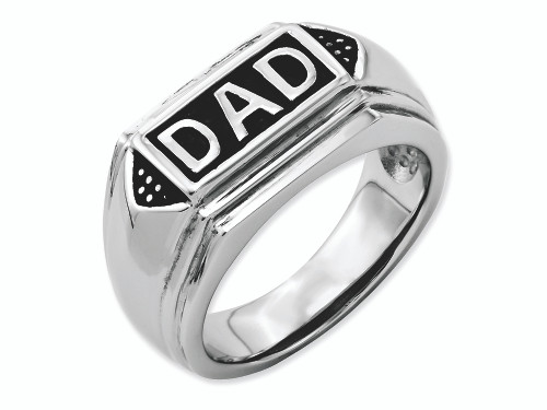 Chisel Stainless Steel Black Enamel Polished Dad Wedding Band - SR82Y12