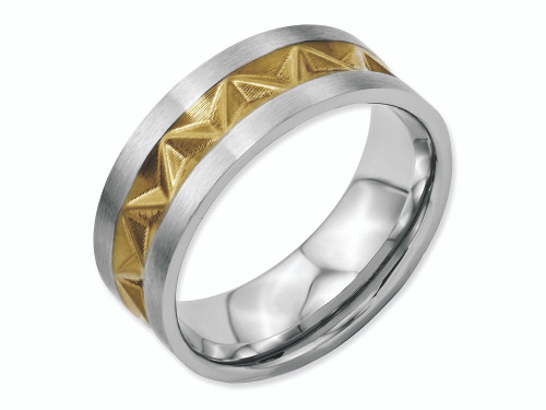 Chisel Stainless Steel Grooved Yellow Ip-plated Mens 8mm Brushed Wedding Band SR60 - SR60Y75