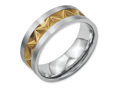 Chisel Stainless Steel Grooved Yellow Ip-plated Mens 8mm Brushed Wedding Band SR60 - SR60Y11