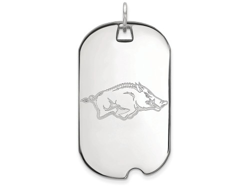 14k White Gold Logoart University Of Arkansas Large Dog Tag Pendant Necklace