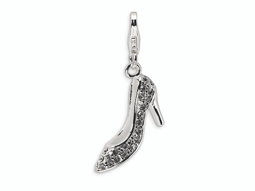 Amore LaVita Sterling Silver 3-D Swarovski Crystal and Enameled High Heel Lobster Clasp for Charm Bracelet QCC198T