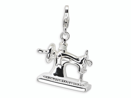 Amore LaVita Sterling Silver 3-D Enameled Sewing Machine Lobster Clasp Bracelet Charm QCC295T