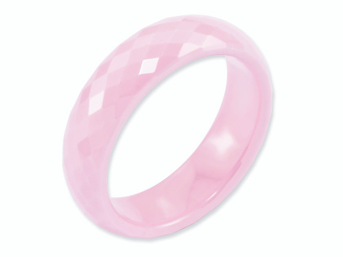 Chisel Ceramic Pink Faceted 6mm Polished Wedding Band CER17 - CER17AI6