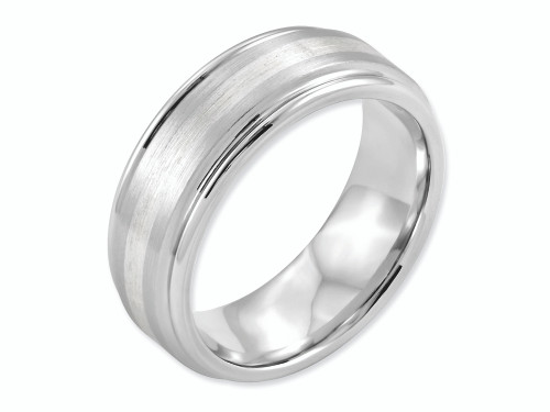 Chisel Cobalt Sterling Silver Inlay Satin and Polished 8mm Wedding Band CC50 - CC50BG11