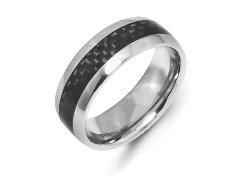 Chisel Cobalt Black Carbon Fiber Inlay 8mm Polished Wedding Band CC59 - CC59BG9
