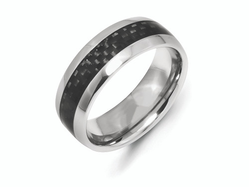 Chisel Cobalt Black Carbon Fiber Inlay 8mm Polished Wedding Band CC59 - CC59BG11