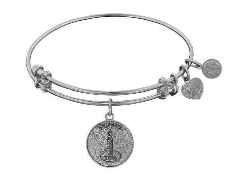 Angelica Collection Non-antique White Stipple Finish Brass candle; Believe, Hope, Faith Expandable Bangle WGEL1098AU