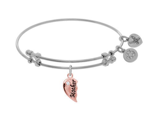 Brass with Mother Left-half Charm with CZ On White Angelica Collection Bangle WGEL1756AU