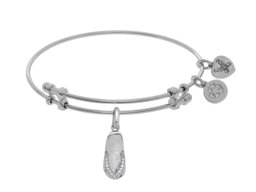 Brass with White Flip Flop Charm with CZ On White Angelica Collection Bangle WGEL1698AU