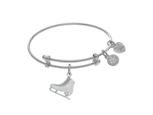 Brass with White Ice Skating Charm On White Angelica Tween Bangle (Small) WTGEL9083AU