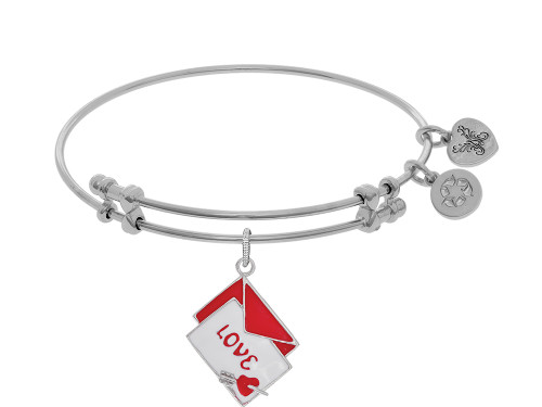 Angelica Collection Brass with White Red+white Enamel Love Letter with Heart+arrow Charm On White Bangle WGEL1462AU