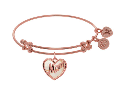 Brass with Pink Finish Charm On Pink Angelica Collection Bang Le with Created Mop Mother PGEL1586AU