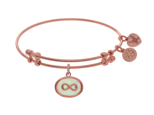 Brass with Pink Finish Charm On White Angelica Collection Bangle Infinity On Created Mother Of Pearl PGEL1557AU