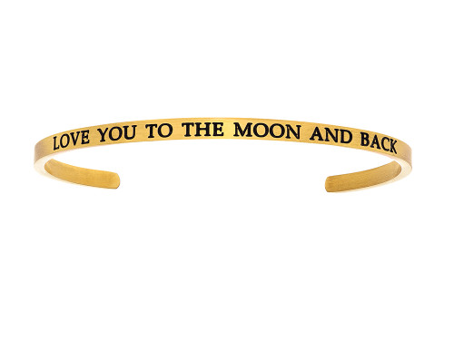 Intuitions Stainless Steel Yellow Finish love You To the Moon and Back Cuff Bangle YINT5057Y