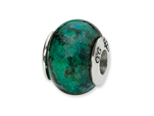Reflections Sterling Silver Blue GreenRecon Serpentine Stone Bead / Charm