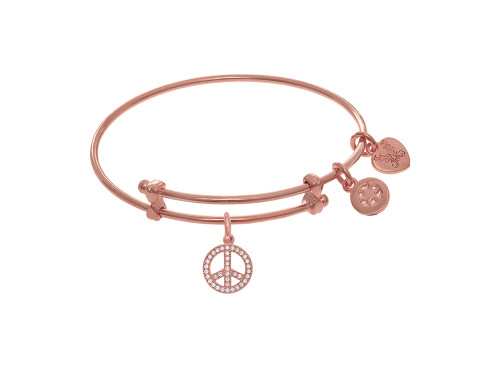 Brass with Pink Peace Charm On Pink Angelica Collection Tween Bangle (Small) PTGEL9081AU