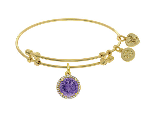 Brass with Yellow Finish February Birth Month Charm On Yellow Angelica Collection Bangle GEL1416AU